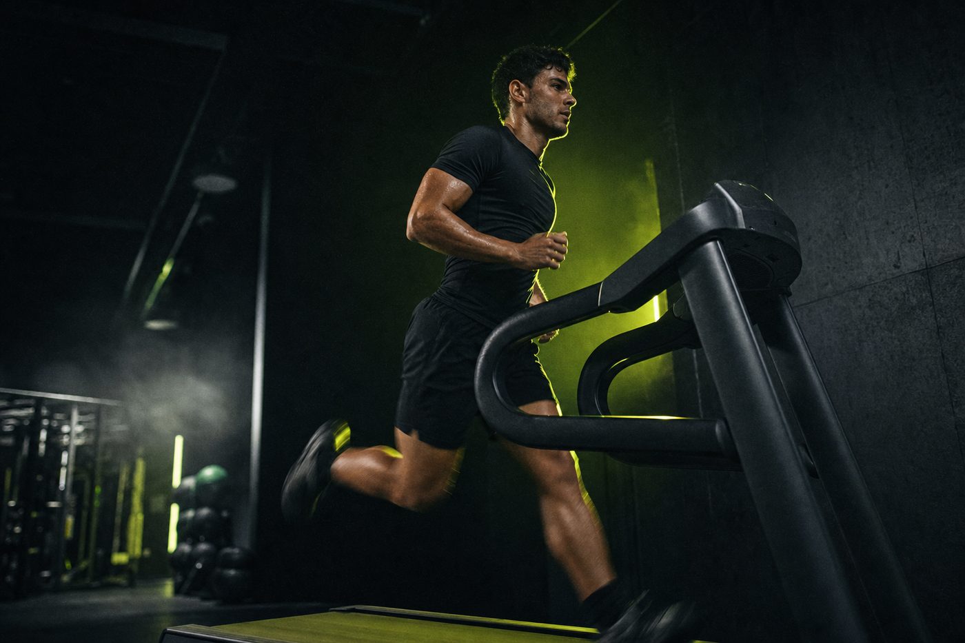 Client running on a treadmill